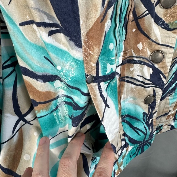 COLDWATER CREEK Jacket Womens Plus size W20 Blue Print Pockets Snaps Front - Picture 8 of 9